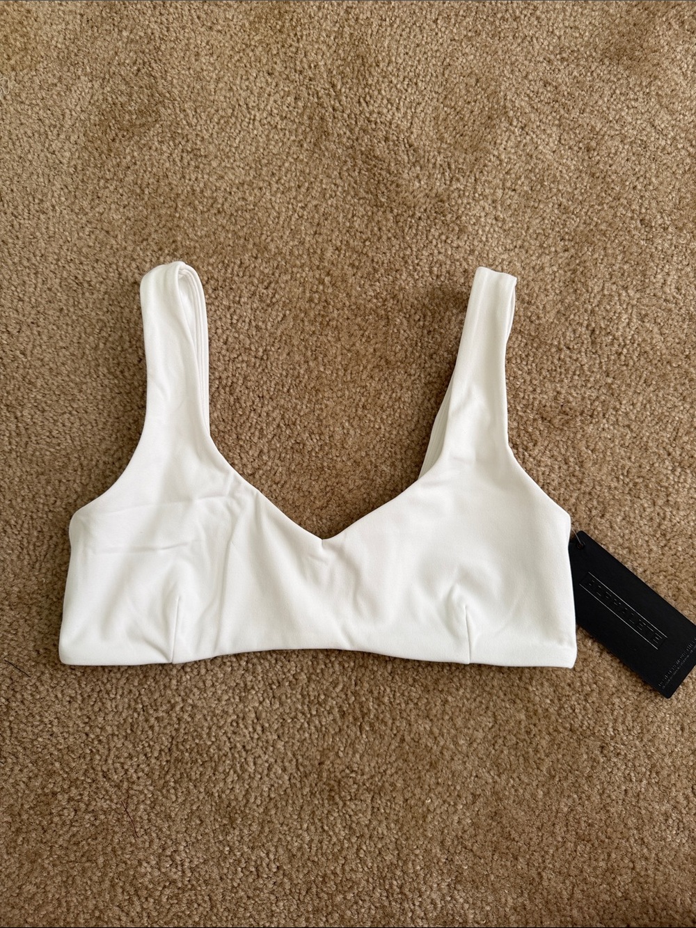 Alphalete Aura Sculpt Bra- White Women's Bralette Top - Minimal V-Neck Comfort